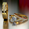 1.1ct Brilliant Diamond Complete Trio Gold Wedding Set - 02US96